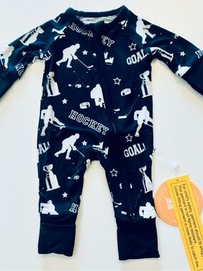 Bamboo Black Hockey-Print Baby One-Piece Bodysuit